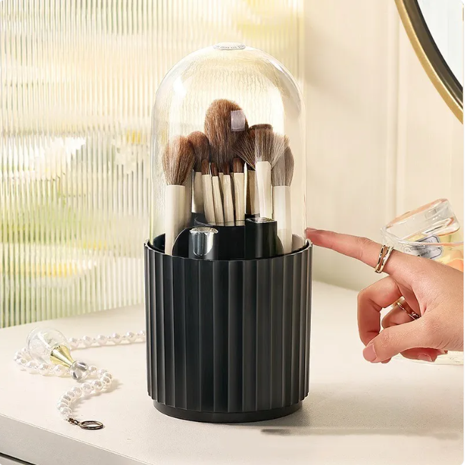 Covered Makeup Brush Organizer