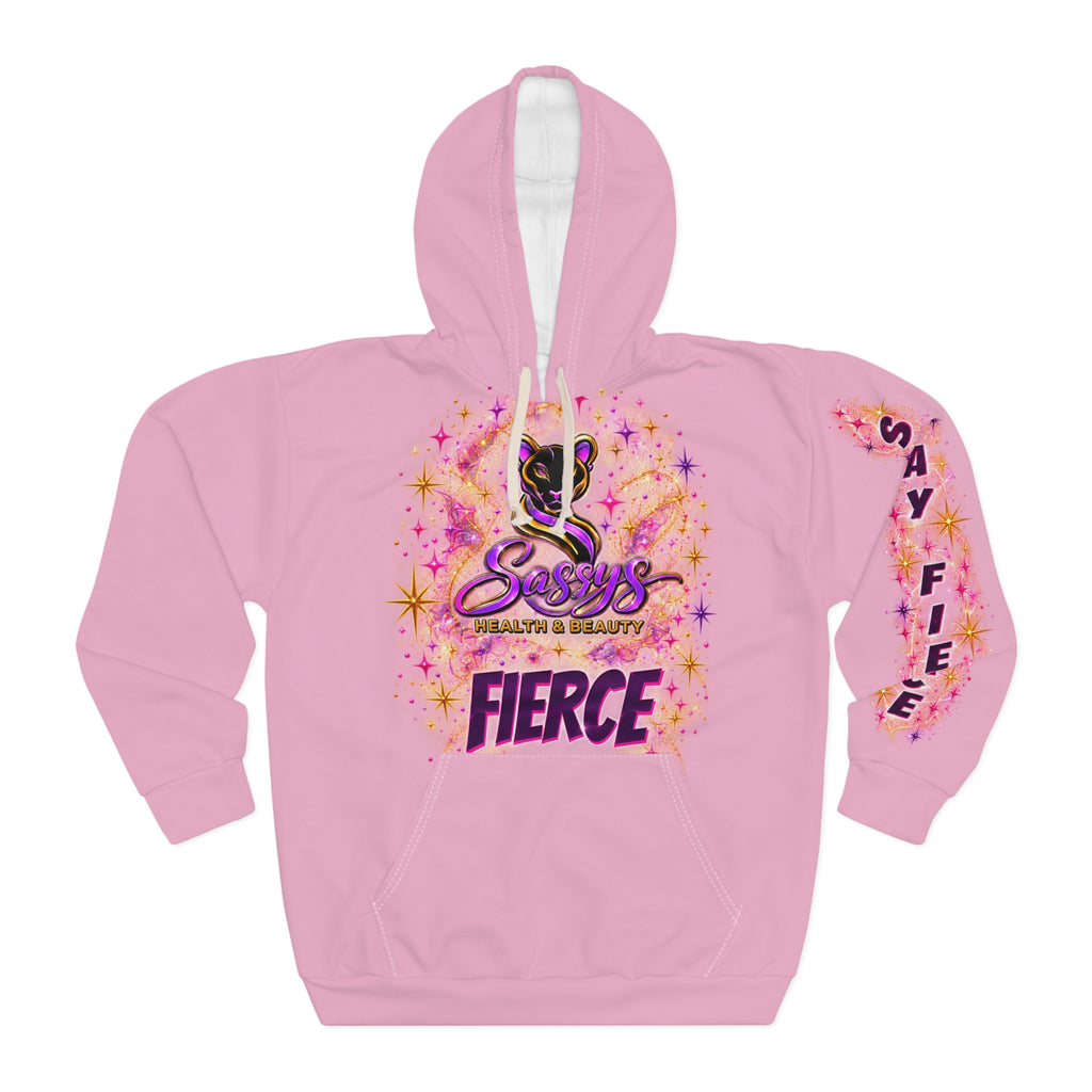 Sassys Butterfly Sparkle | Signature Back AOP Hoodie — Branded Front