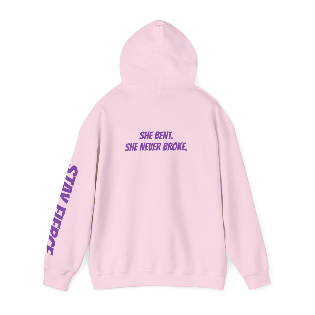 Sassys She Bent She Never Broke | Personalized Back-Print Hoodie