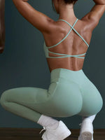 Seamless Cross-Waist Cami and Leggings Active Set