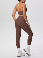 Halter Neck Crop Top and High-Waisted Leggings Active Set