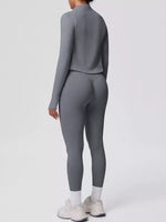 Tank & Zip-Up Jacket and Leggings Three-Piece Active Set