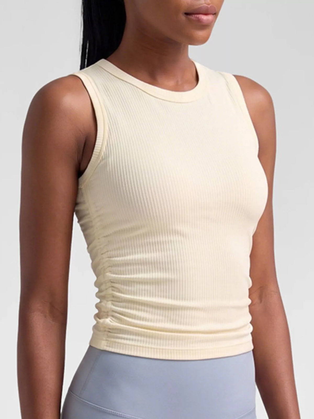 Ribbed Ruched Active Tank · detail view
