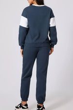 Drop Shoulder Loose Sweatshirt and Joggers Active Set