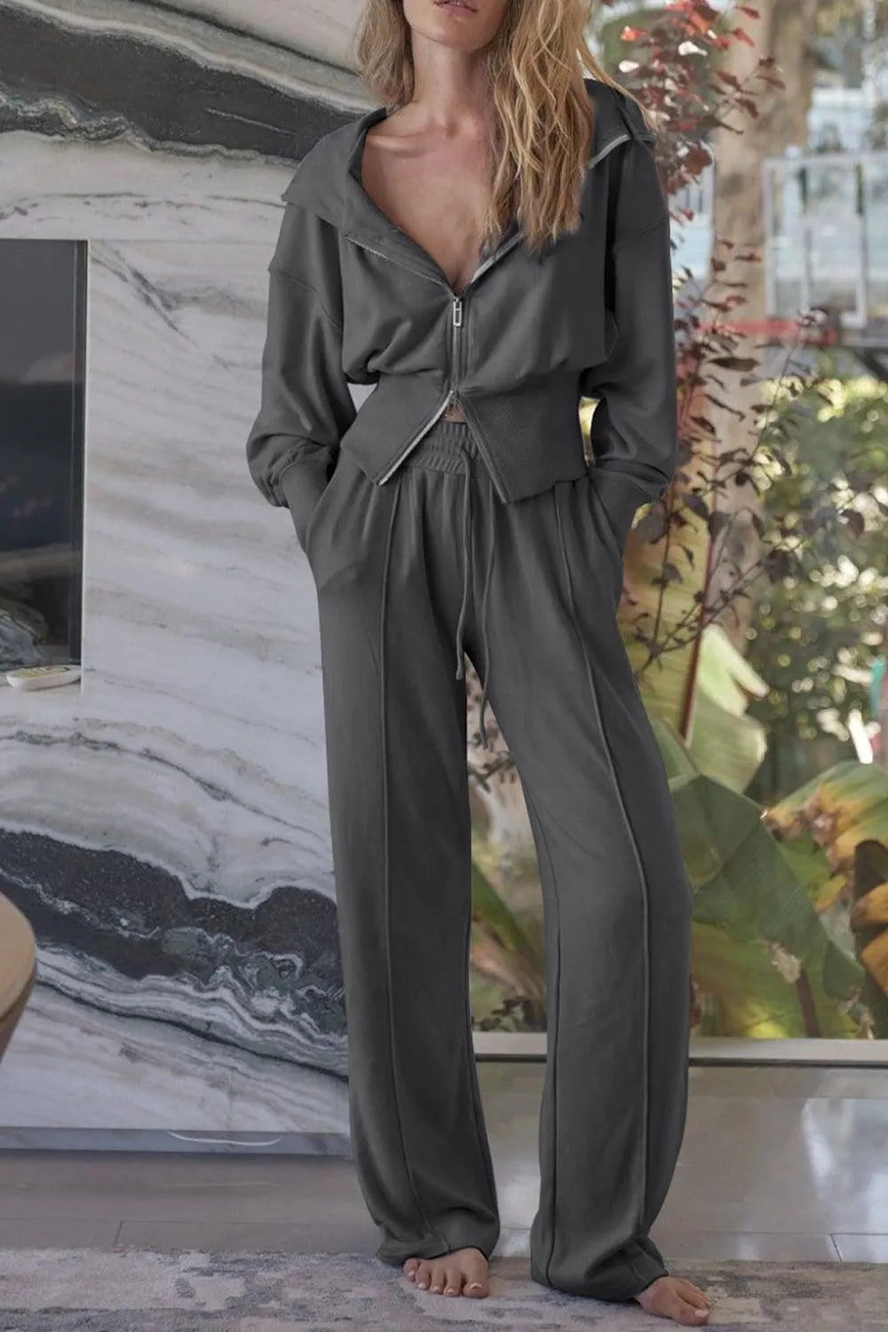 Zip-Up Hoodie and Pants Active Set · detail view