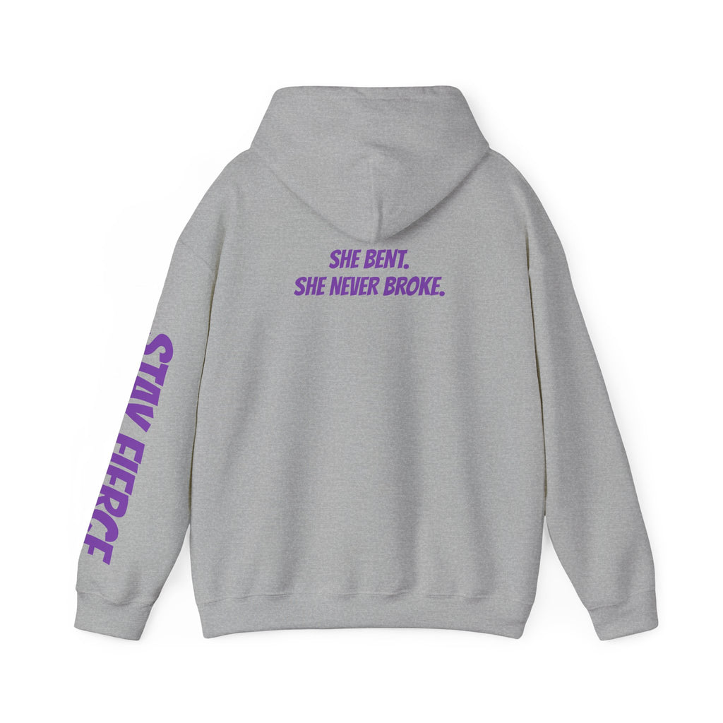 Sassys She Bent She Never Broke | Personalized Back-Print Hoodie