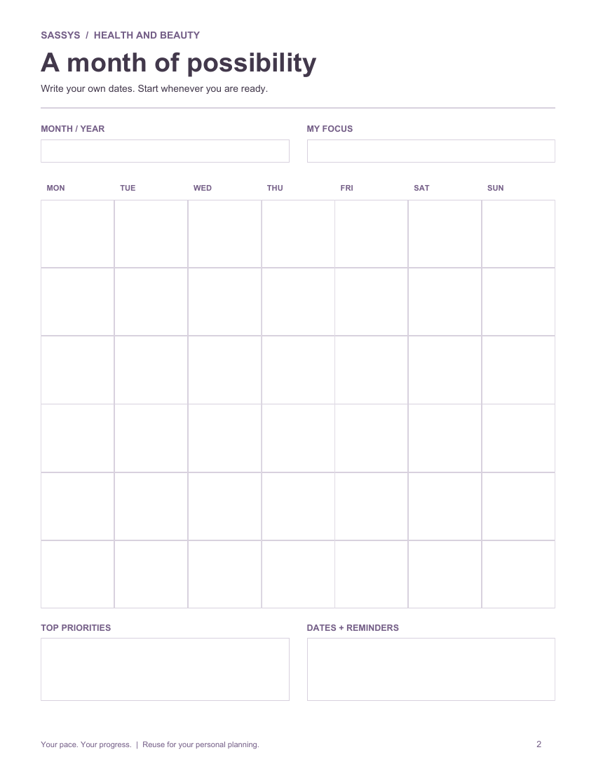 Plan Your Month · Monthly Planner | Printable & Fillable PDF
